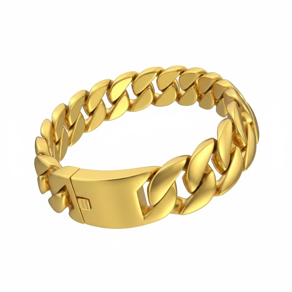 Gold Polished Stainless Steel Chunky Chainlink Necklace ▪︎ (316L) - Picture 4 of 12